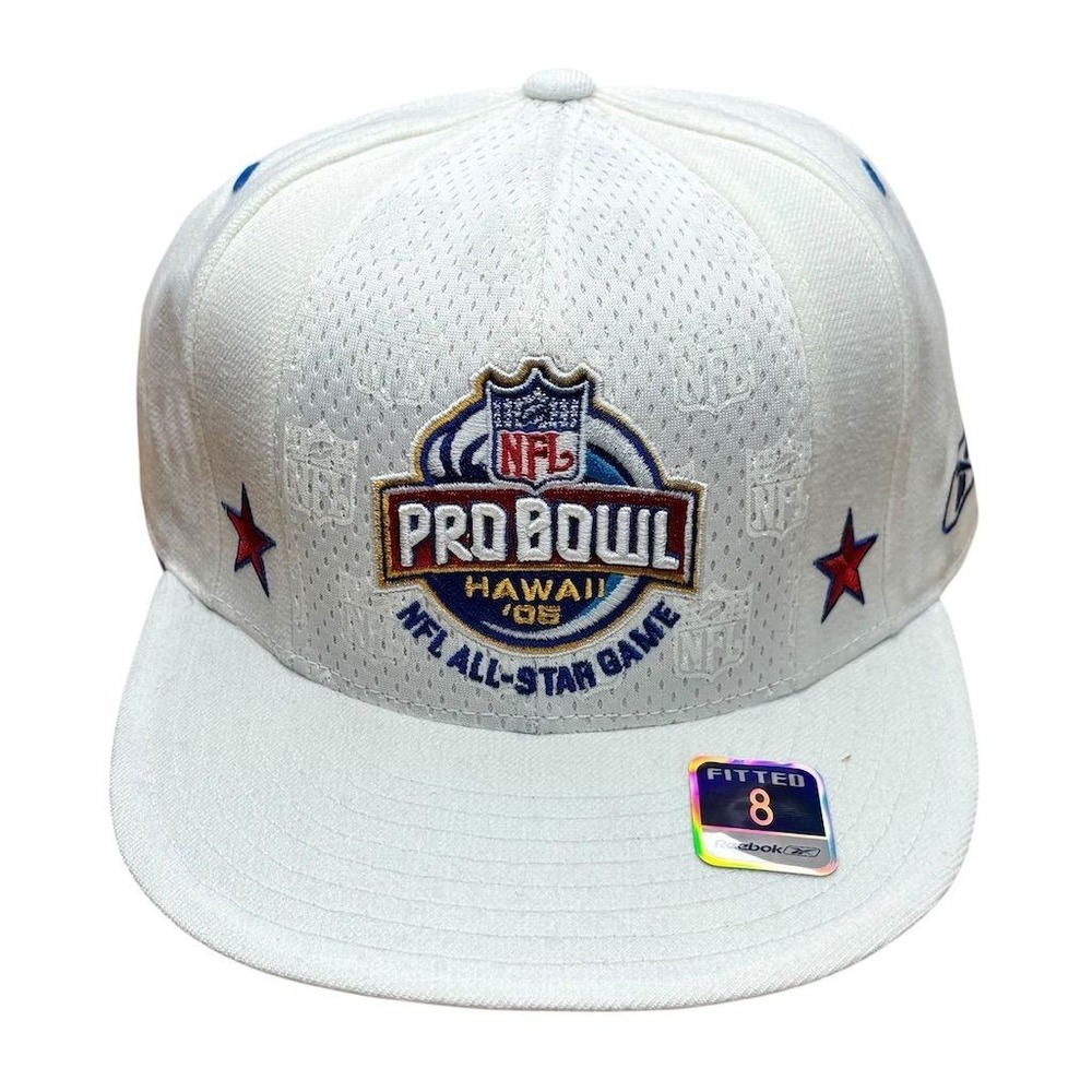 Vintage Reebok NFL Pro Bowl Fitted Hat Size 8 White Unisex Adult Football Cap